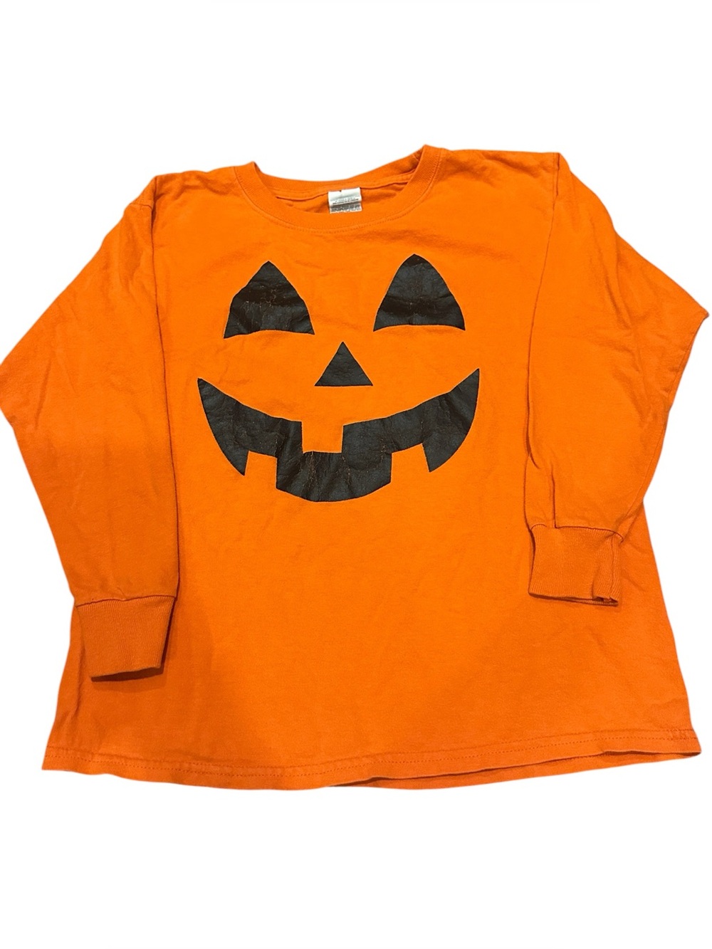 Gildan Kids Jack-OLantern Halloween Long Sleeve 100% Cotton Shirt Youth S Orange